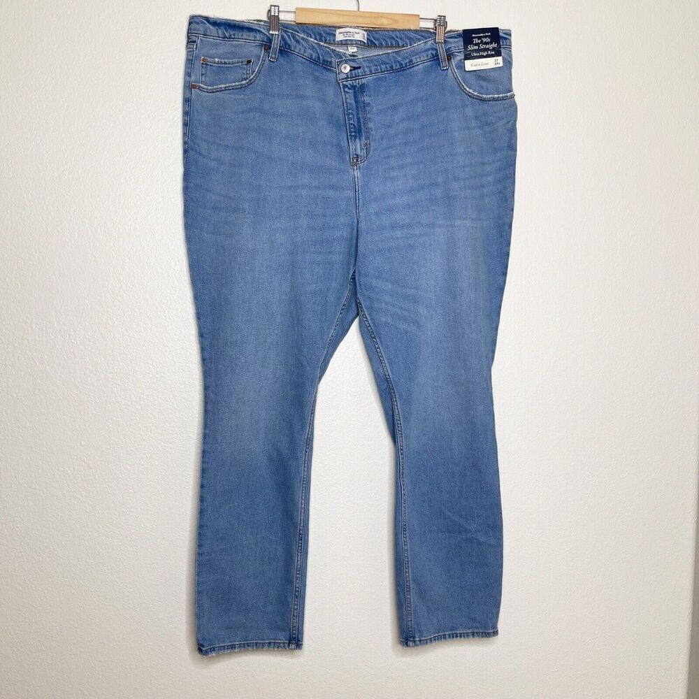 Abercrombie & Fitch 90s Slim Straight Curve Love 37/24R Jean Ultra High Rise NEW
